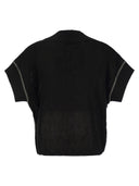 Brunello Cucinelli Cotton Rib Knit T Shirt With Precious Trims