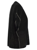 Brunello Cucinelli Cotton Rib Knit T Shirt With Precious Trims