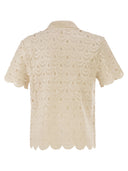 Mc2 Saint Barth Crochet Polo Cardigan With Sequins