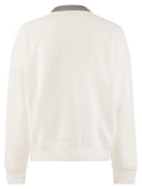 Brunello Cucinelli Smooth Cotton Fleece Topwear With Ribbed Collar Precious