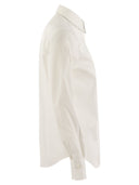 Brunello Cucinelli Stretch Cotton Poplin Shirt With Shiny Trim