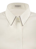 Brunello Cucinelli Stretch Cotton Poplin Shirt With Shiny Trim