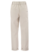Brunello Cucinelli Baggy Trousers In Stretch Cotton Cover Up With Shiny Bartack