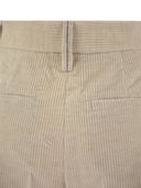 Brunello Cucinelli Striped Canvas Trousers In Viscose And Comfort Cotton With Necklace