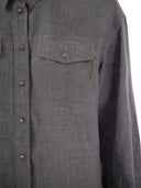 Brunello Cucinelli Lightweight Linen Canvas Shirt With Press Studs And Shiny Tab