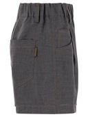 Brunello Cucinelli Lessivé Linen Canvas Five Pocket Shorts With Shiny Tab