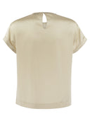 Brunello Cucinelli Stretch Silk Satin T Shirt With Necklace