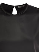 Brunello Cucinelli Stretch Silk Satin T Shirt With Necklace