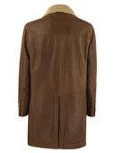 Brunello Cucinelli Double Breasted Coat In Napped Shearling