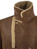 Brunello Cucinelli Double Breasted Coat In Napped Shearling
