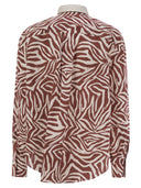 Brunello Cucinelli Cotton og Silk Ethnic Print Poplin Shirt