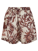 Brunello Cucinelli Herbarium Print Silk Pongée Shorts