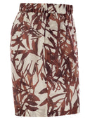 Brunello Cucinelli Herbarium Print Silk Pongée Shorts