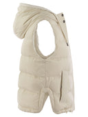 Brunello Cucinelli Sleeveless Nylon Down Jacket With Hood And Shiny Trim