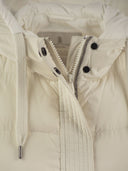 Brunello Cucinelli Sleeveless Nylon Down Jacket With Hood And Shiny Trim