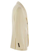 Brunello Cucinelli Linen, Silk, Wool And Cotton Diagonal Deconstructed Jacket With Fancy Stripes