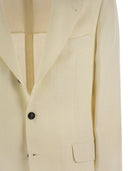 Brunello Cucinelli Linen, Silk, Wool And Cotton Diagonal Deconstructed Jacket With Fancy Stripes