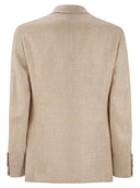 Brunello Cucinelli Linen, Wool And Silk Chevron Deconstructed Blazer