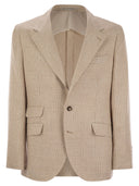 Brunello Cucinelli Linen, Wool And Silk Chevron Deconstructed Blazer