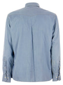 Brunello Cucinelli Lightweight Denim Leisure Fit Shirt With Press Studs, Epaulettes And Pockets