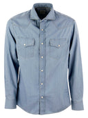 Brunello Cucinelli Lightweight Denim Leisure Fit Shirt With Press Studs, Epaulettes And Pockets