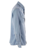 Brunello Cucinelli Lightweight Denim Leisure Fit Shirt With Press Studs, Epaulettes And Pockets