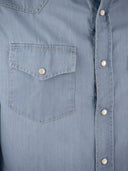 Brunello Cucinelli Lightweight Denim Leisure Fit Shirt With Press Studs, Epaulettes And Pockets