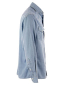 Brunello Cucinelli Lightweight Denim Leisure Fit Shirt With Press Studs, Epaulettes And Pockets