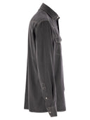 Brunello Cucinelli Easy Fit Shirt In Light Denim With Press Studs