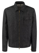 Brunello Cucinelli Denim Effect Leinenjacke mit Tasche