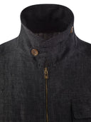 Brunello Cucinelli Denim Effect Leinenjacke mit Tasche