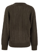 Brunello Cucinelli Cotton Rib Openwork Sweater With Moniline
