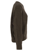 Brunello Cucinelli Cotton Rib Openwork Sweater With Moniline