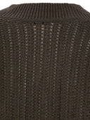 Brunello Cucinelli Cotton Rib Openwork Sweater With Moniline
