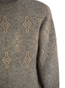 Brunello Cucinelli Geometric Jacquard Turtleneck Sweater In Alpaca, Cotton And Wool