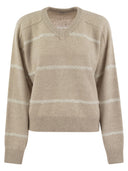 Brunello Cucinelli Alpaca, katoen en wollen trui met pailletten