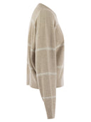 Brunello Cucinelli Alpaca, katoen en wollen trui met pailletten