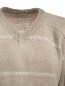 Brunello Cucinelli Alpaca, katoen en wollen trui met pailletten