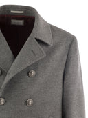 Brunello Cucinelli One And A Half Breasted Cashmere Coat With Metal Buttons