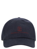 Brunello Cucinelli Diagonal Line, wełna i jedwabna czapka baseballowa z haftowanym logo