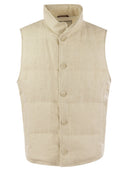Brunello Cucinelli Linen, Wool And Silk Diagonal Sleeveless Down Jacket