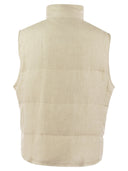Brunello Cucinelli Linen, Wool And Silk Diagonal Sleeveless Down Jacket