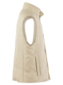 Brunello Cucinelli Linen, Wool And Silk Diagonal Sleeveless Down Jacket