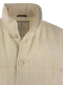 Brunello Cucinelli Linen, Wool And Silk Diagonal Sleeveless Down Jacket