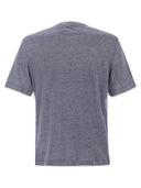 Brunello Cucinelli Crew Neck T Shirt In Linen And Cotton Jersey With Faux Layering