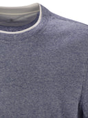 Brunello Cucinelli Crew Neck T Shirt In Linen And Cotton Jersey With Faux Layering