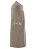 Brunello Cucinelli Crew Neck T -Shirt in Leinen und Baumwolltrikot mit Kunstschichtung