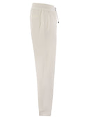 Brunello Cucinelli Cotton Fleece Trousers With Crête And Elasticated Hem