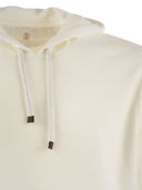 Brunello Cucinelli Cotton Fleece Topwear With Hood And Ribbed Cotton Knit Sleeve