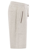 Brunello Cucinelli Bermuda Shorts In Techno Cotton Fleece With Piping